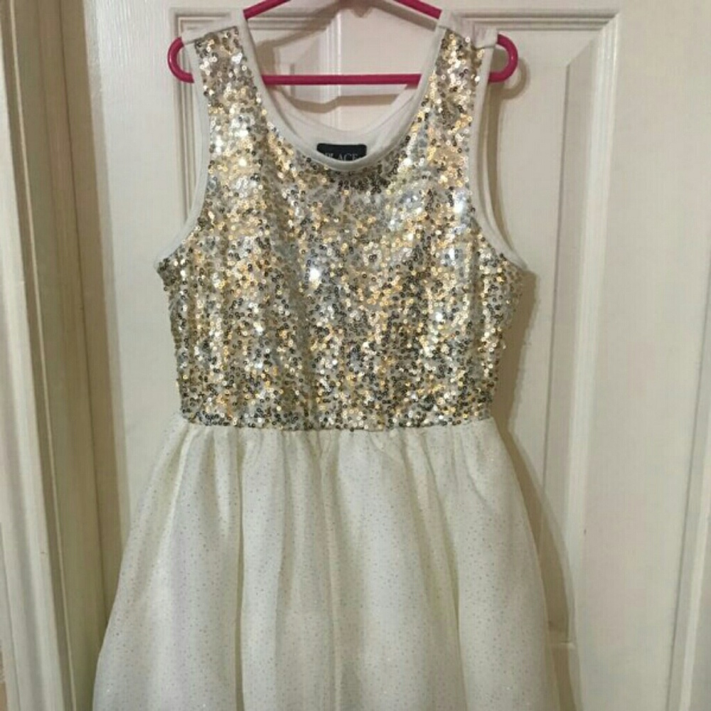 New White dress with gold and silver sequence